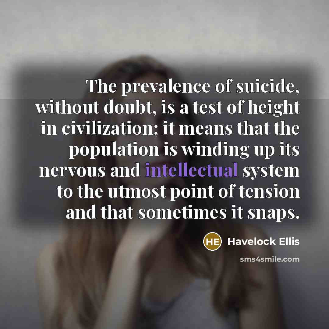 “The prevalence of suicide, without doubt, is a test of…” quote by Havelock Ellis