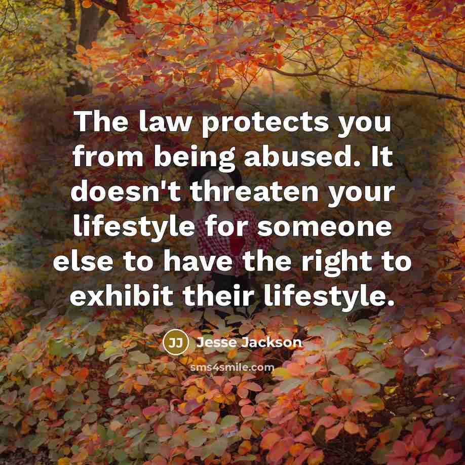 “The law protects you from being abused. It doesn't threaten…” quote by Jesse Jackson