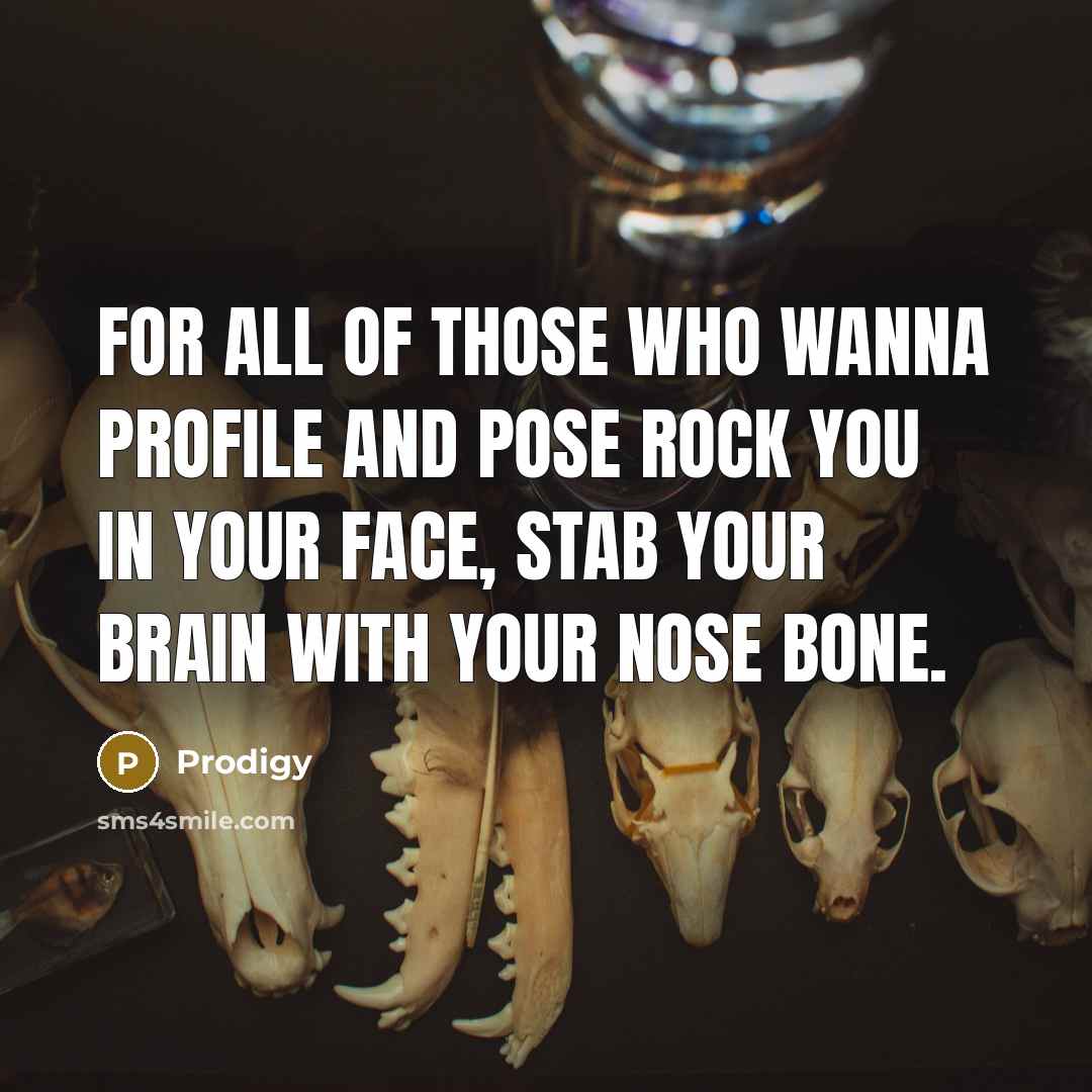 “For all of those who wanna profile and pose Rock…” quote by Prodigy