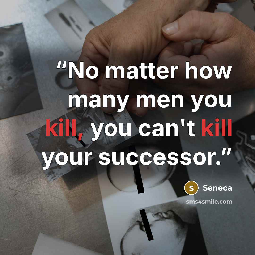 “No matter how many men you kill, you can't kill your successor.” quote by Seneca
