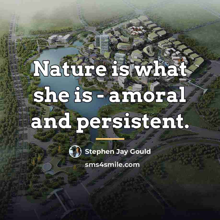 “Nature is what she is - amoral and persistent.…” quote by Stephen Jay Gould