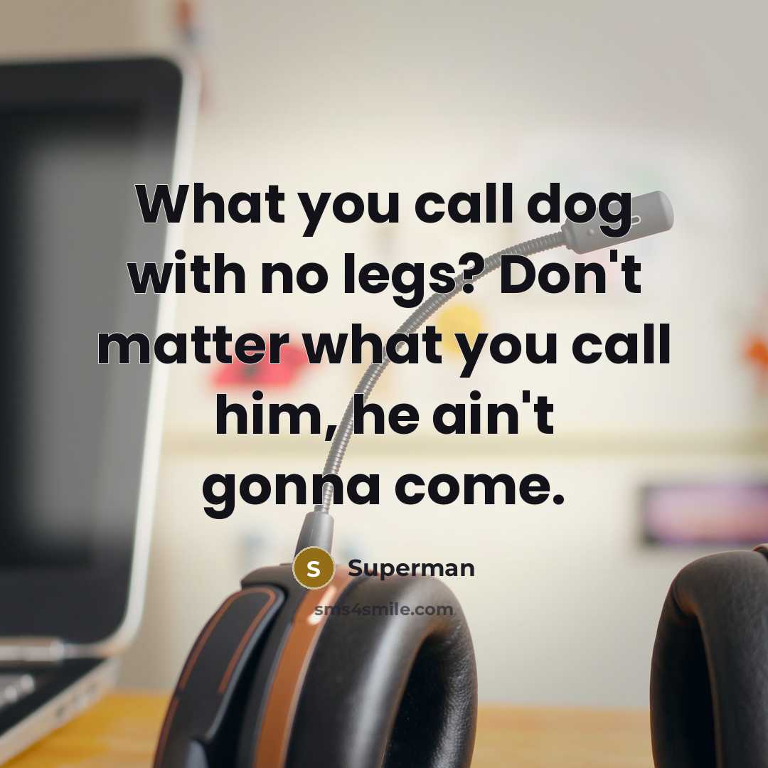 “What you call dog with no legs? Don't matter what…” quote by Superman