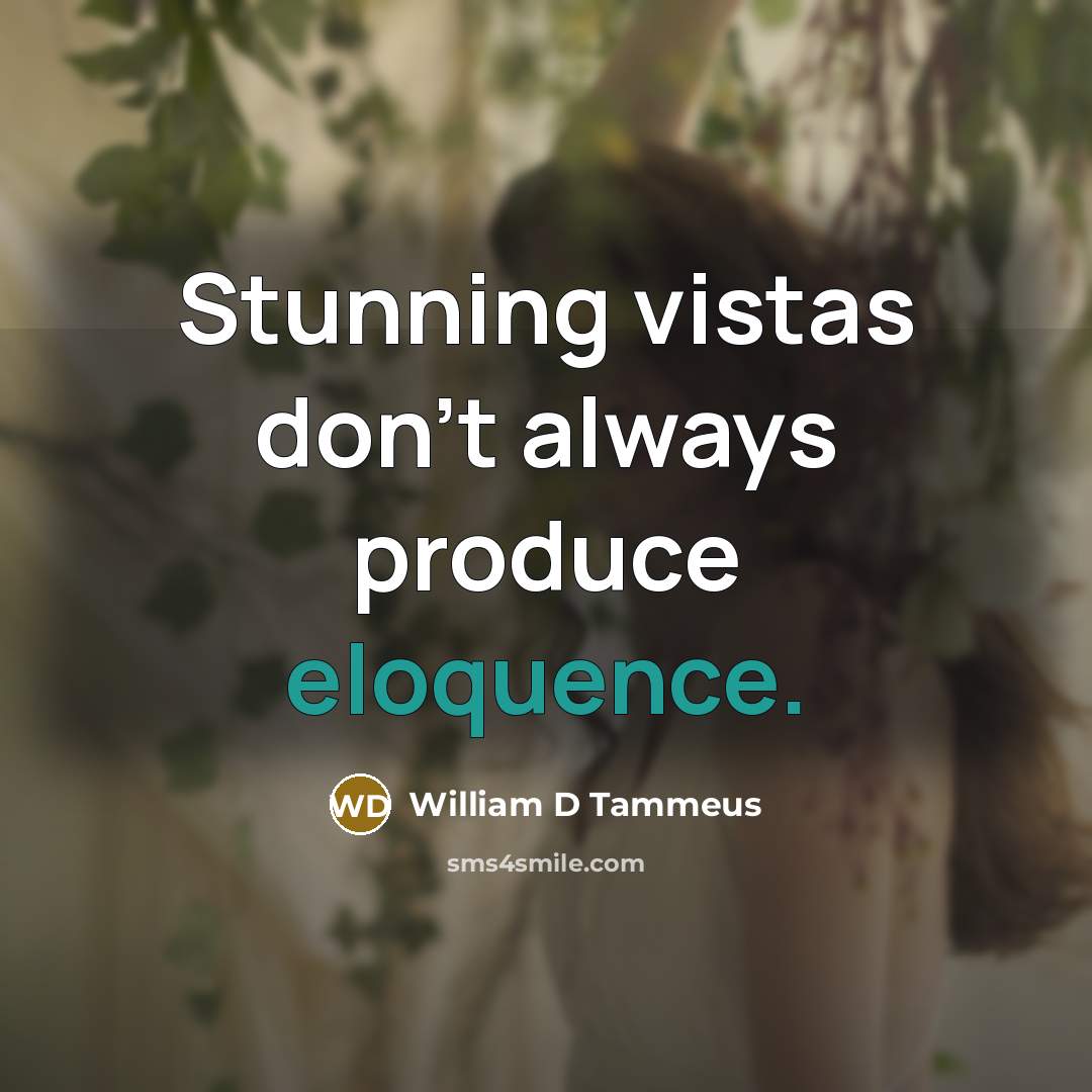 “Stunning vistas don't always produce eloquence.…” quote by William D Tammeus