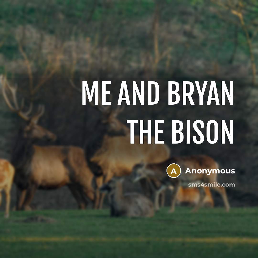 “Me and bryan the bison” quote by Anonymous