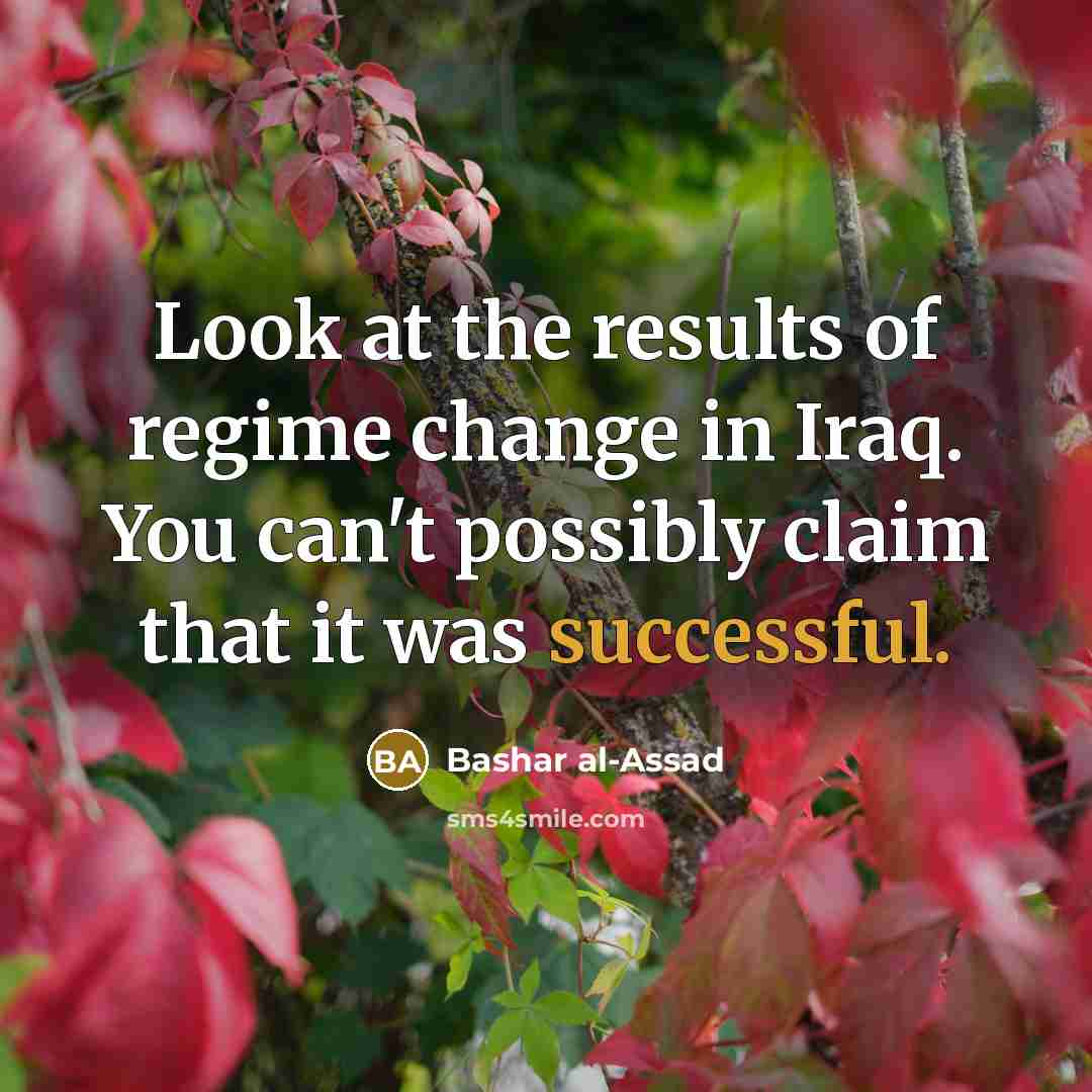“Look at the results of regime change in Iraq. You…” quote by Bashar al-Assad