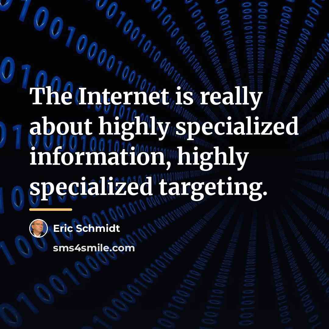 “The Internet is really about highly specialized information, highly specialized…” quote by Eric Schmidt
