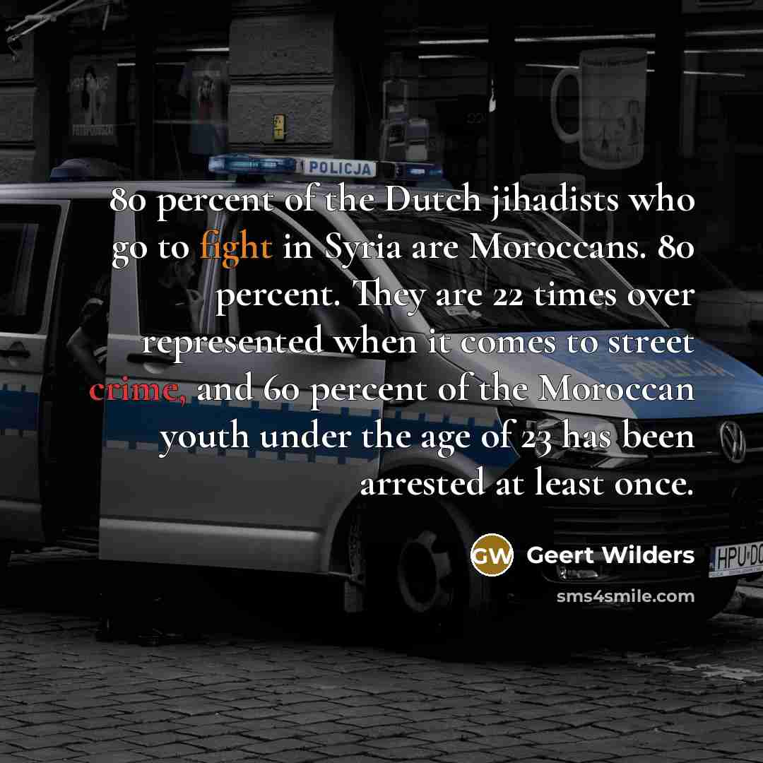 “80 percent of the Dutch jihadists who go to fight…” quote by Geert Wilders