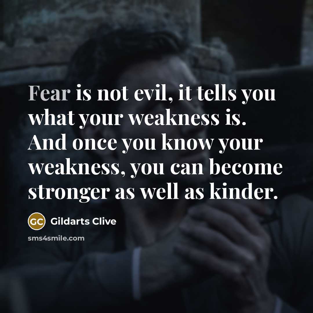 “Fear is not evil, it tells you what your weakness is. And once you know your weakness, you can become stronger as well as kinder.” quote by Gildarts Clive