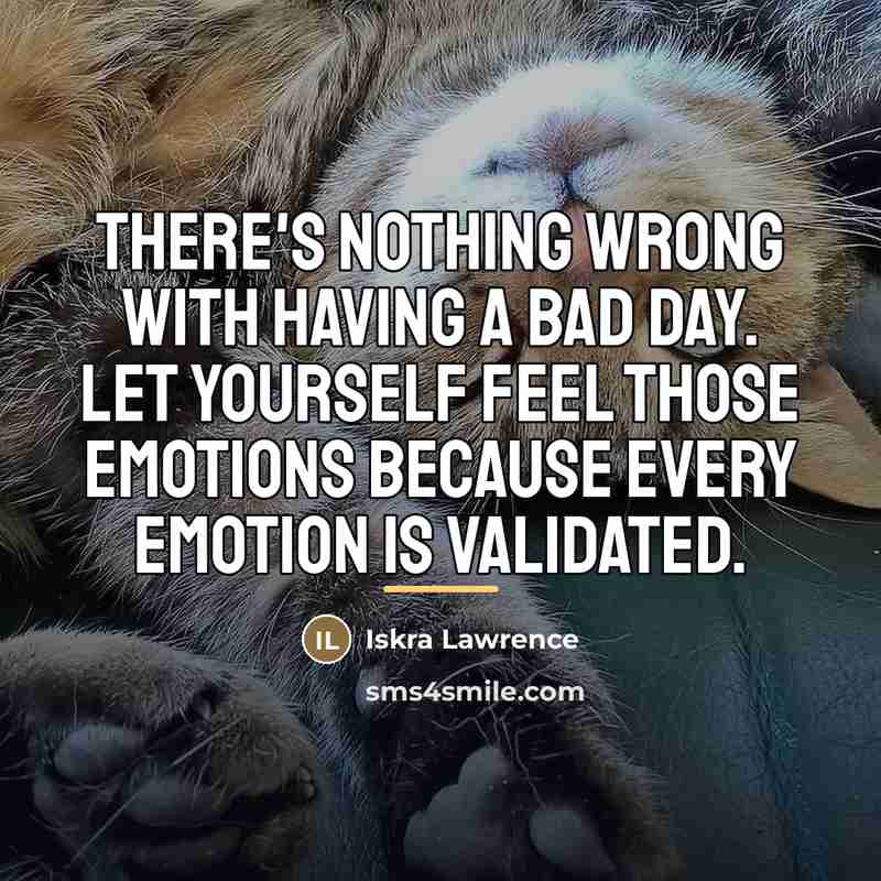 “There's nothing wrong with having a bad day. Let yourself…” quote by Iskra Lawrence