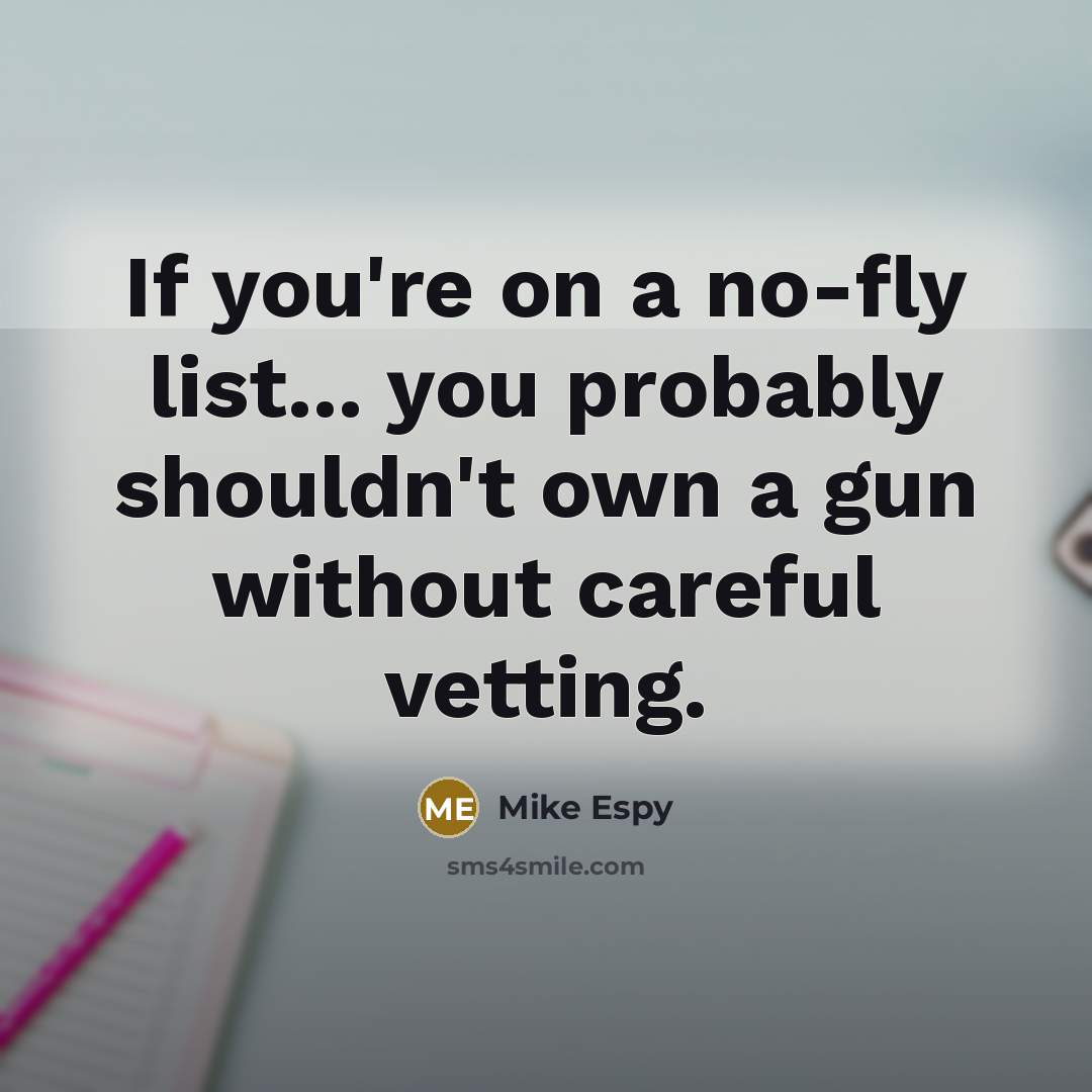 “If you're on a no-fly list... you probably shouldn't own a gun without careful vetting.” quote by Mike Espy