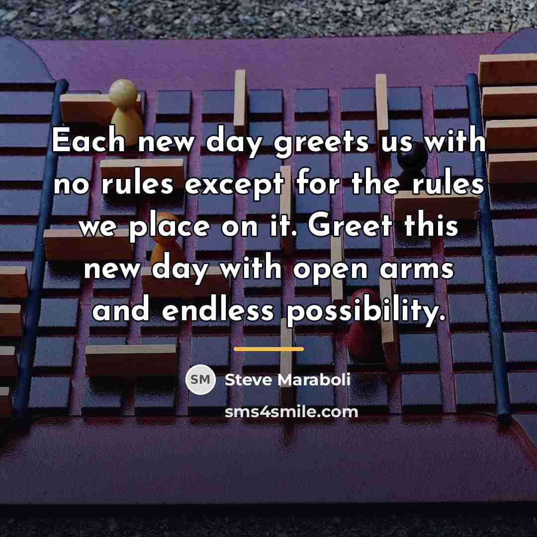 “Each new day greets us with no rules except for…” quote by Steve Maraboli