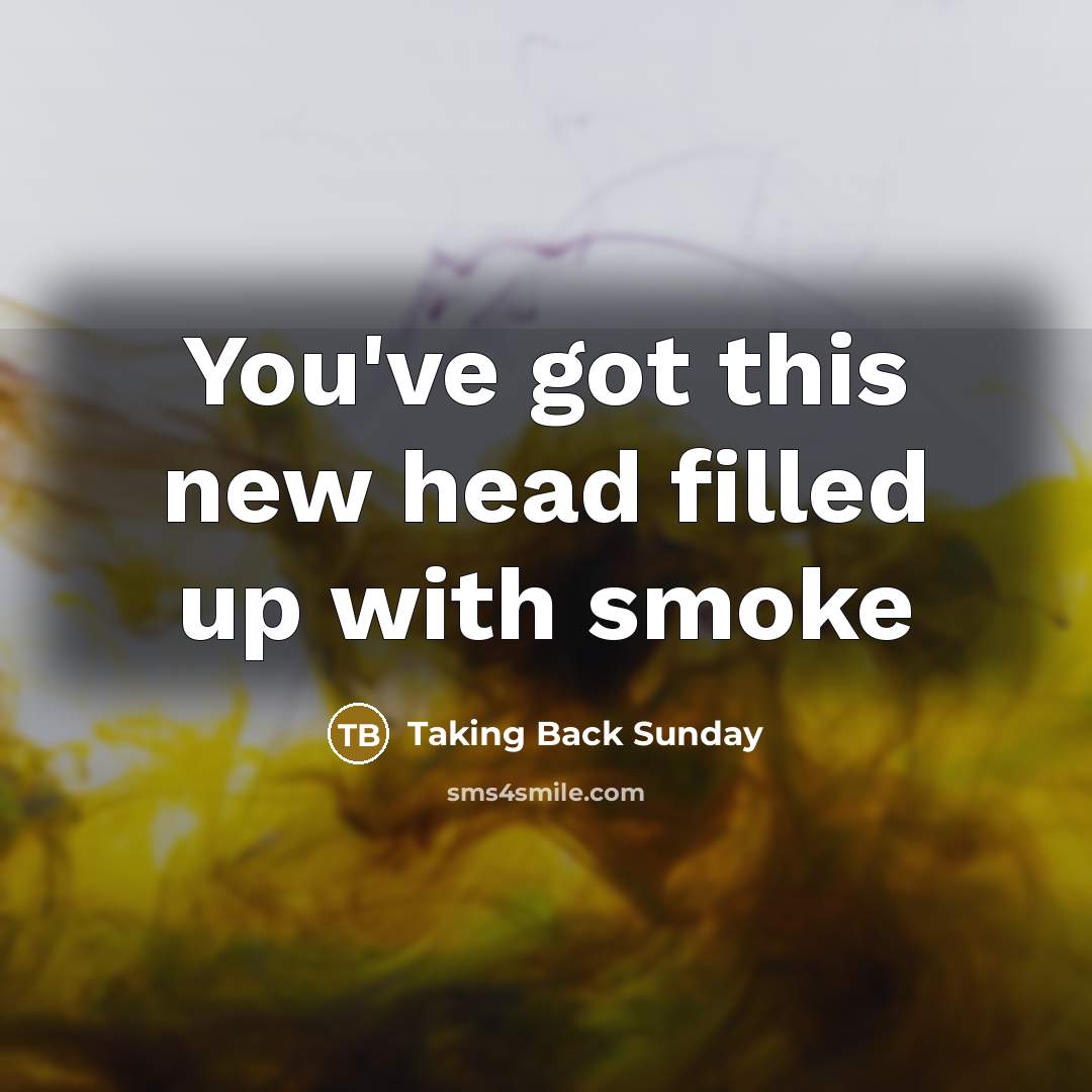 “You've got this new head filled up with smoke…” quote by Taking Back Sunday