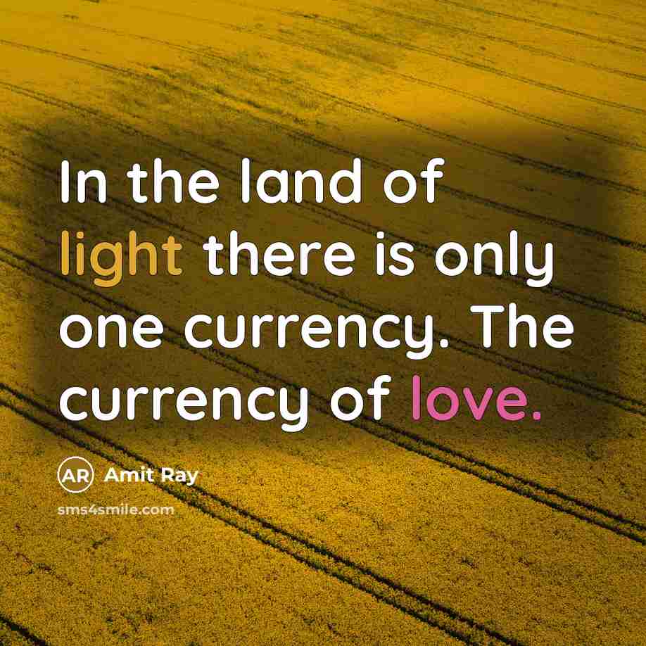 “In the land of light there is only one currency.…” quote by Amit Ray