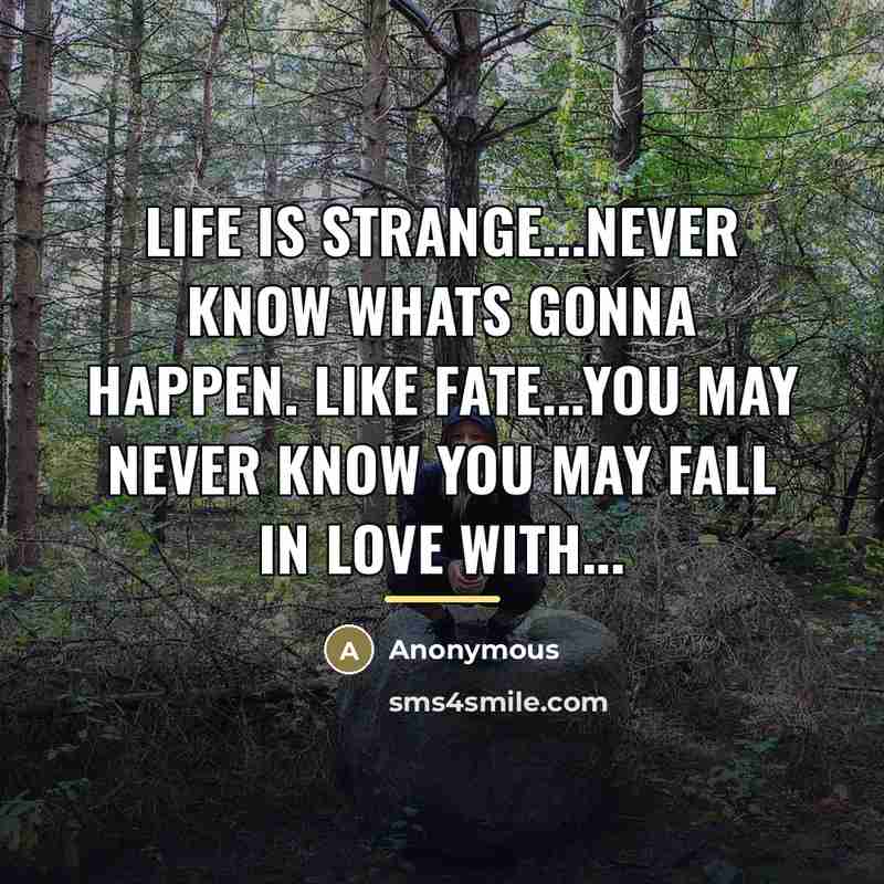 “Life is strange...Never know whats gonna happen. Like fate...You may…” quote by Anonymous
