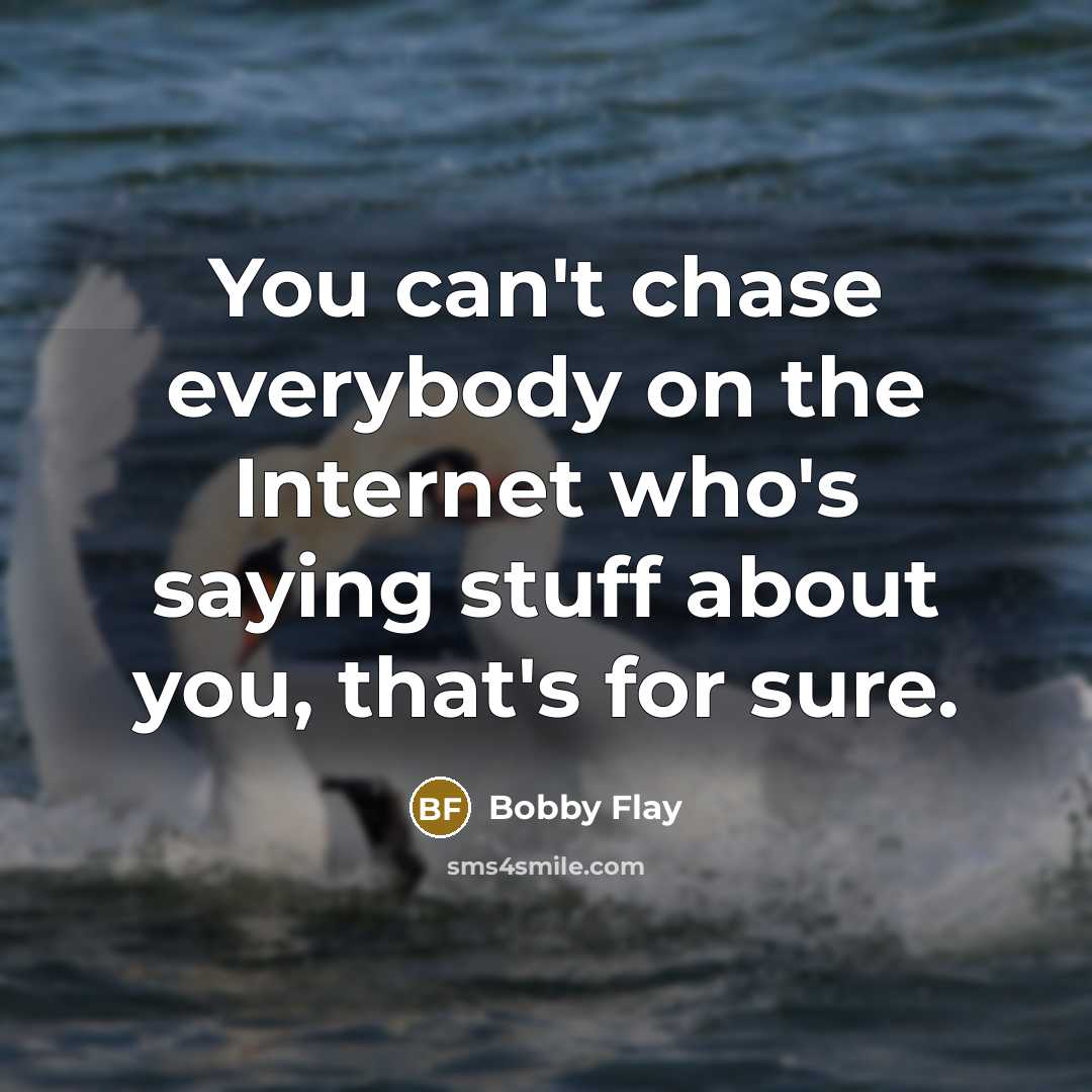 “You can't chase everybody on the Internet who's saying stuff about you, that's for sure.” quote by Bobby Flay