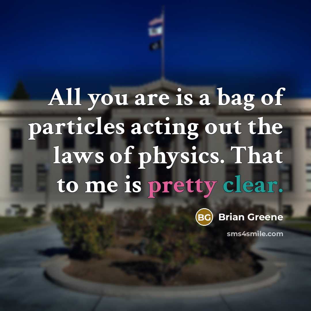 “All you are is a bag of particles acting out…” quote by Brian Greene