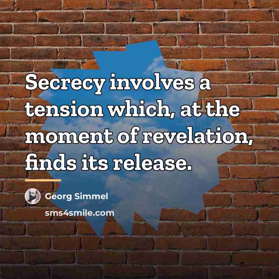 “Secrecy involves a tension which, at the moment of revelation,…” quote by Georg Simmel