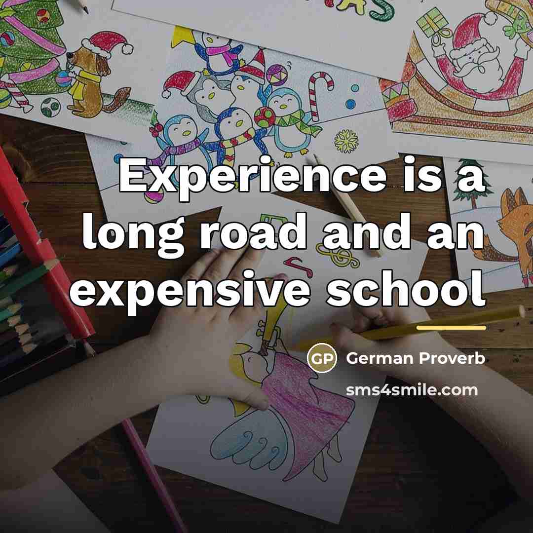 “Experience is a long road and an expensive school…” quote by German Proverb