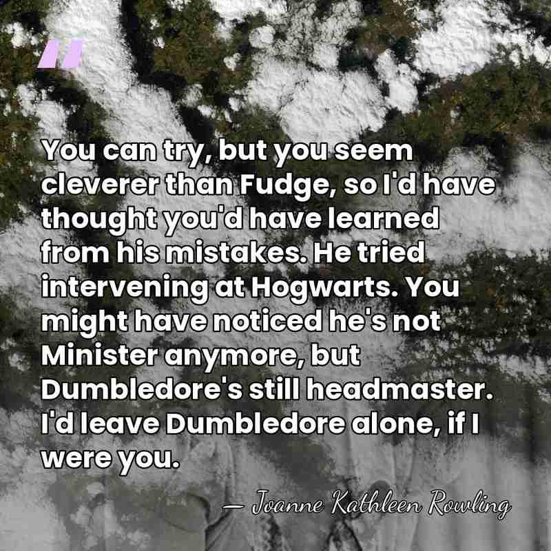 You can try, but you seem cleverer than Fudge, so I'd have&hellip; - Joanne Kathleen Rowling