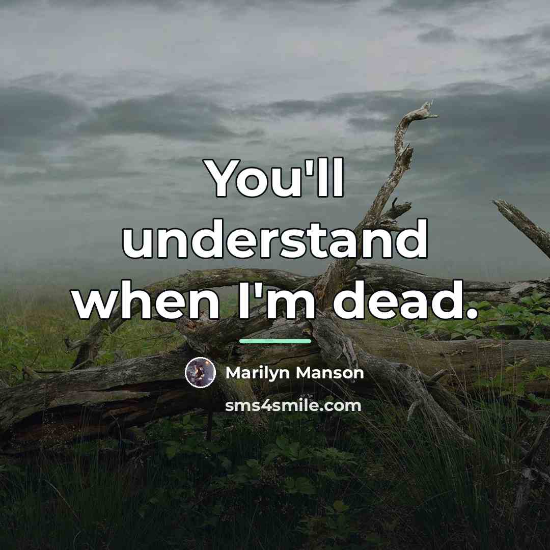 “You'll understand when I'm dead.…” quote by Marilyn Manson