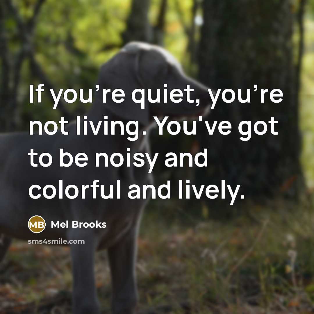 “If you're quiet, you're not living. You've got to be…” quote by Mel Brooks