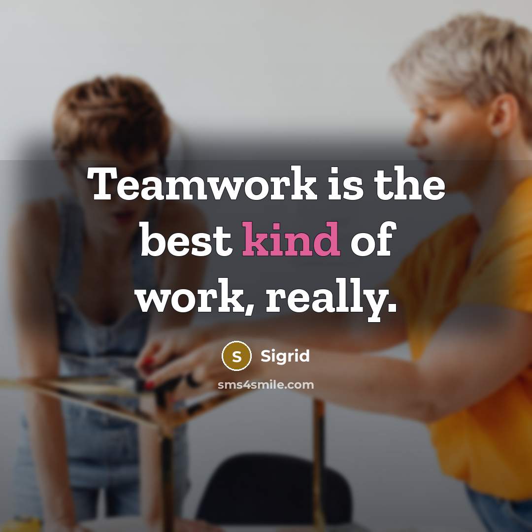 “Teamwork is the best kind of work, really.…” quote by Sigrid