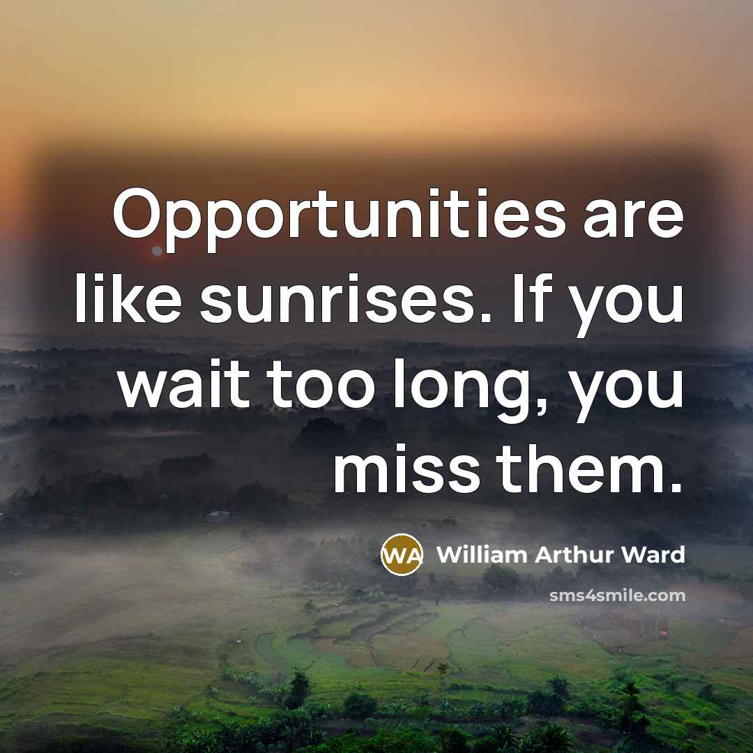 “Opportunities are like sunrises. If you wait too long, you…” quote by William Arthur Ward