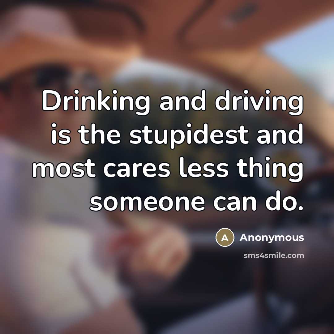 “Drinking and driving is the stupidest and most cares less…” quote by Anonymous