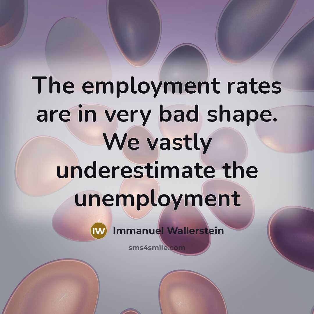“The employment rates are in very bad shape. We vastly…” quote by Immanuel Wallerstein