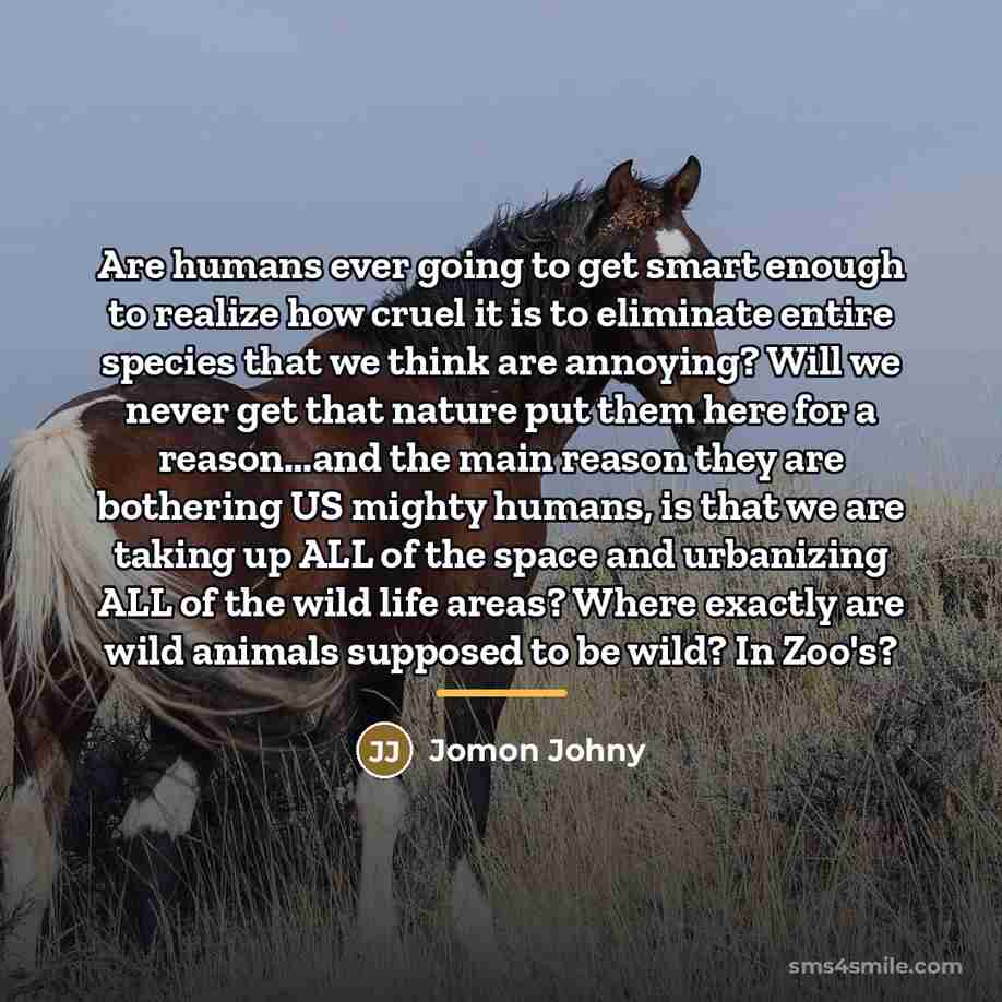 “Are humans ever going to get smart enough to realize…” quote by Jomon Johny