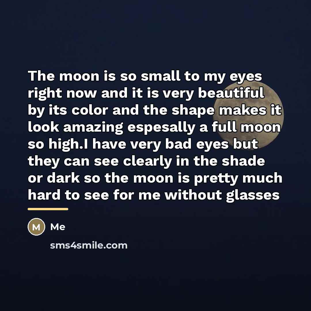 “The moon is so small to my eyes right now…” quote by Me
