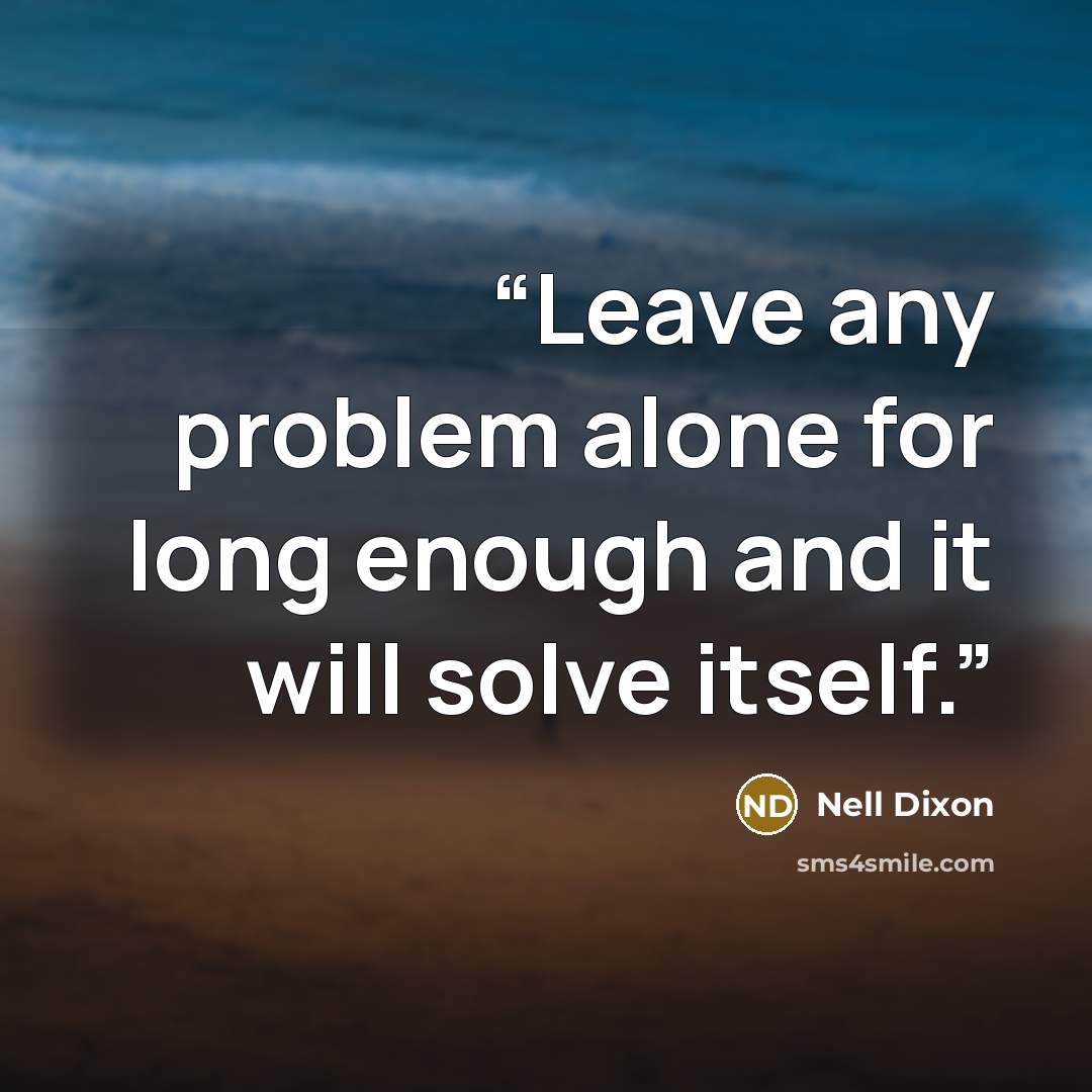 “Leave any problem alone for long enough and it will solve itself.” quote by Nell Dixon