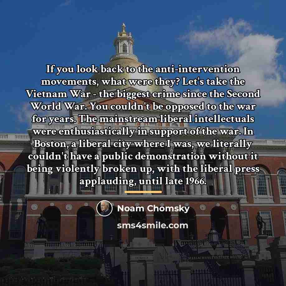 “If you look back to the anti-intervention movements, what were…” quote by Noam Chomsky