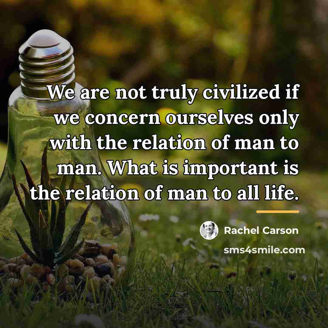 “We are not truly civilized if we concern ourselves only…” quote by Rachel Carson