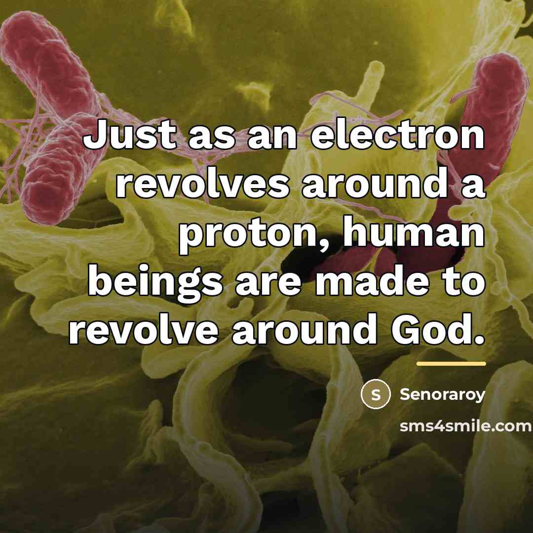 “Just as an electron revolves around a proton, human beings…” quote by Senoraroy