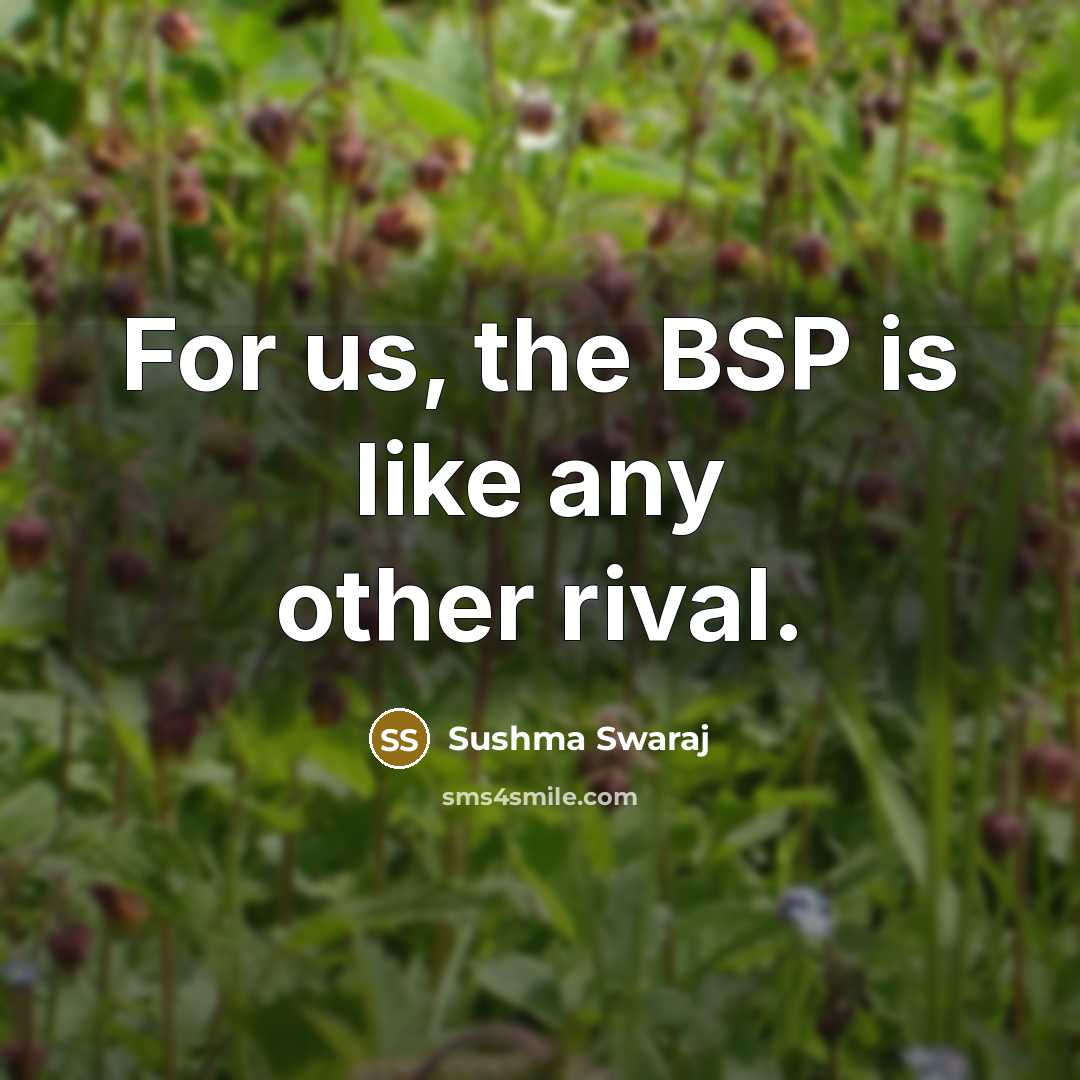 “For us, the BSP is like any other rival.…” quote by Sushma Swaraj