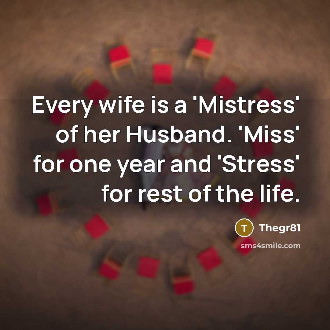 “Every wife is a 'Mistress' of her Husband. 'Miss' for…” quote by Thegr81