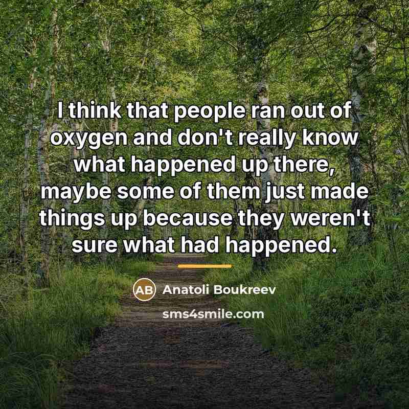 “I think that people ran out of oxygen and don't…” quote by Anatoli Boukreev
