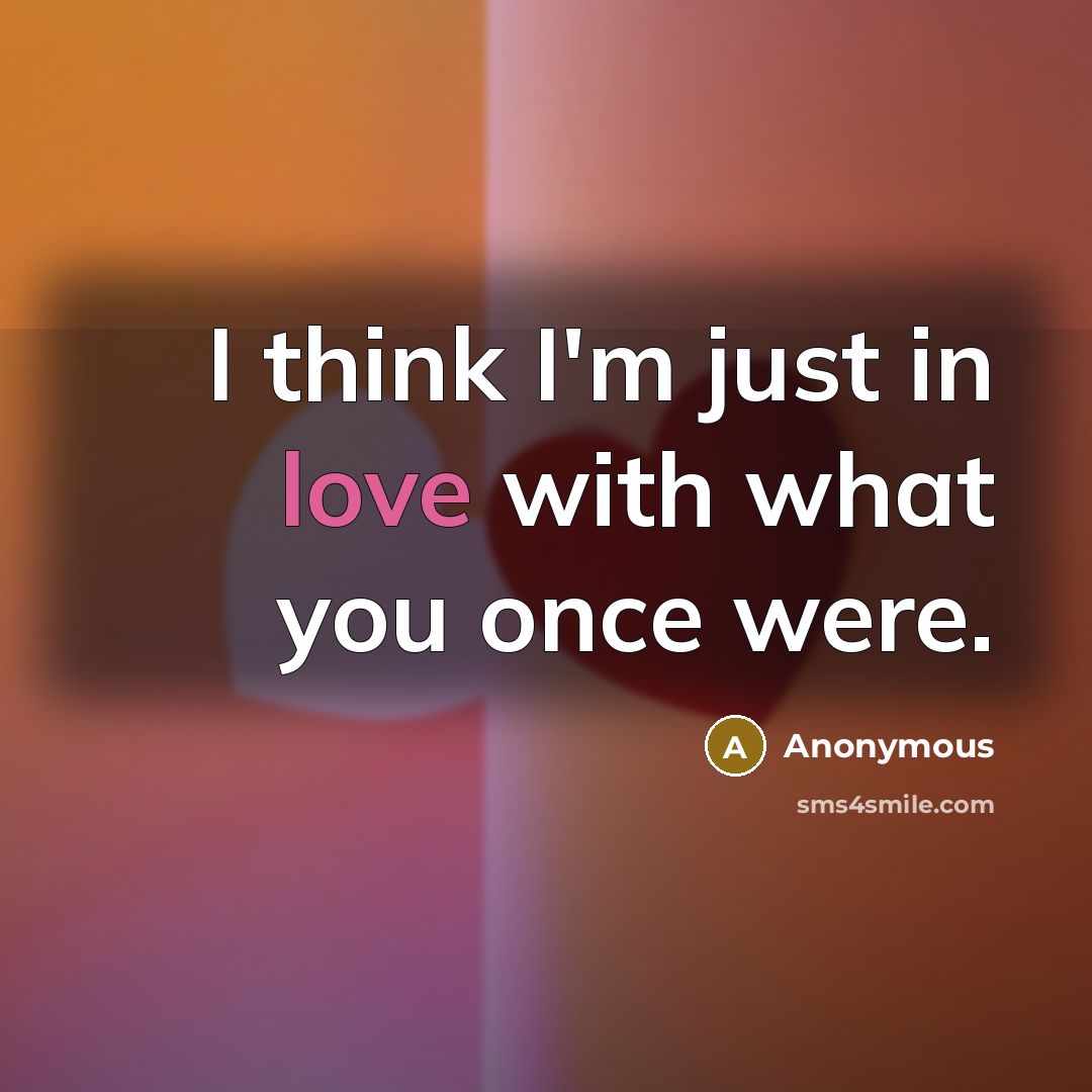 “I think I'm just in love with what you once…” quote by Anonymous