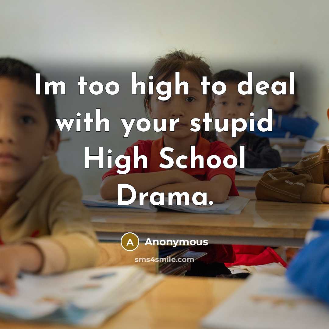 “Im too high to deal with your stupid High School…” quote by Anonymous