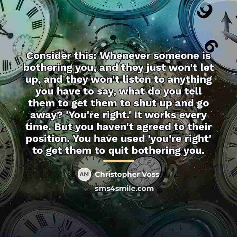 “Consider this: Whenever someone is bothering you, and they just…” quote by Christopher Voss