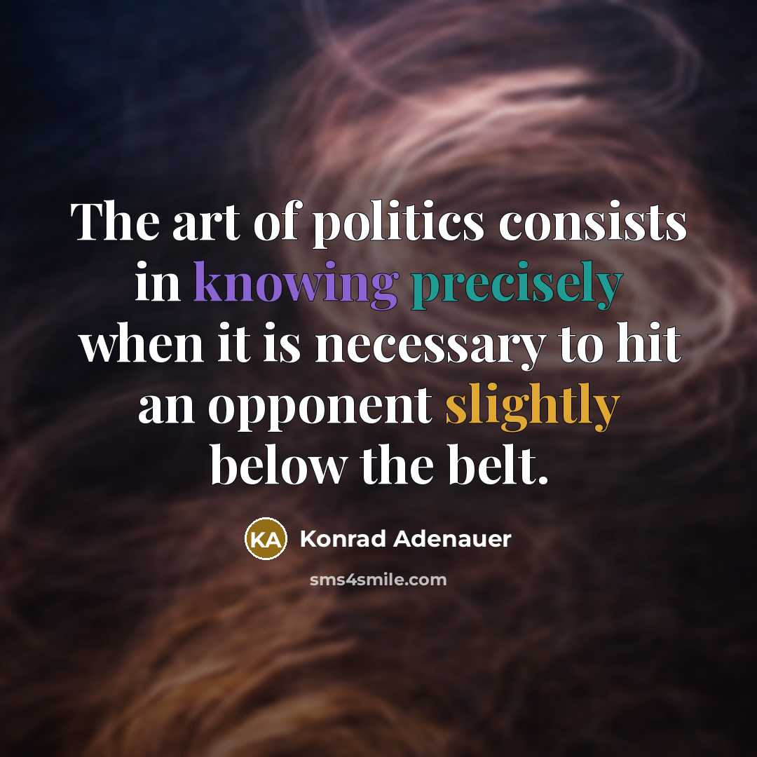 “The art of politics consists in knowing precisely when it…” quote by Konrad Adenauer