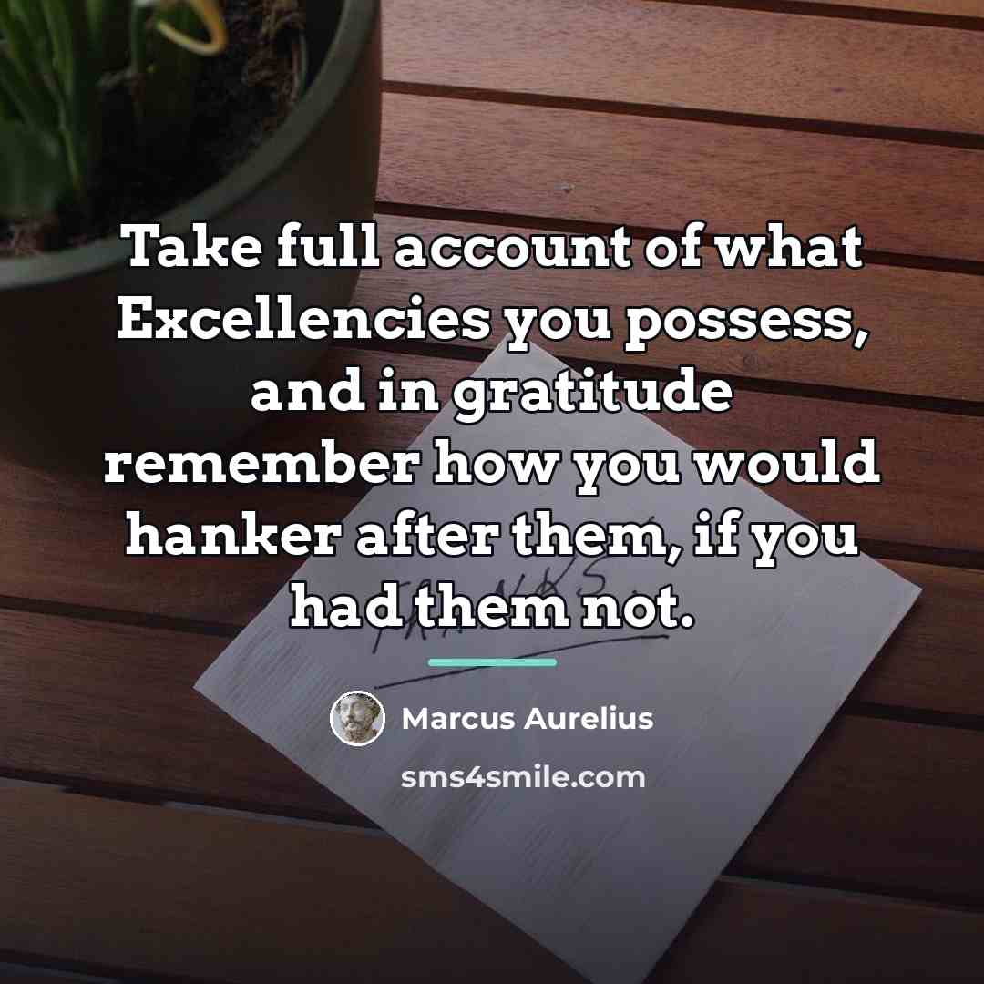 “Take full account of what Excellencies you possess, and in…” quote by Marcus Aurelius