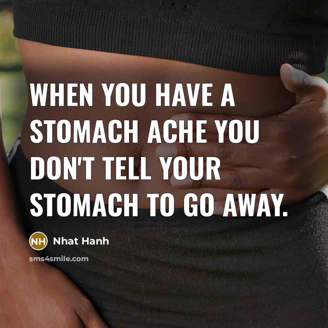 “When you have a stomach ache you don't tell your…” quote by Nhat Hanh