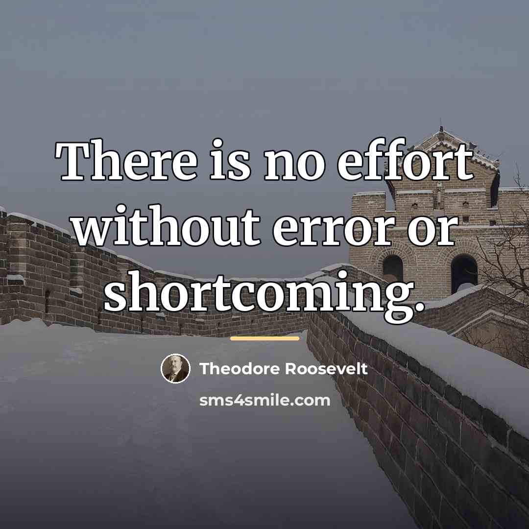 “There is no effort without error or shortcoming.…” quote by Theodore Roosevelt