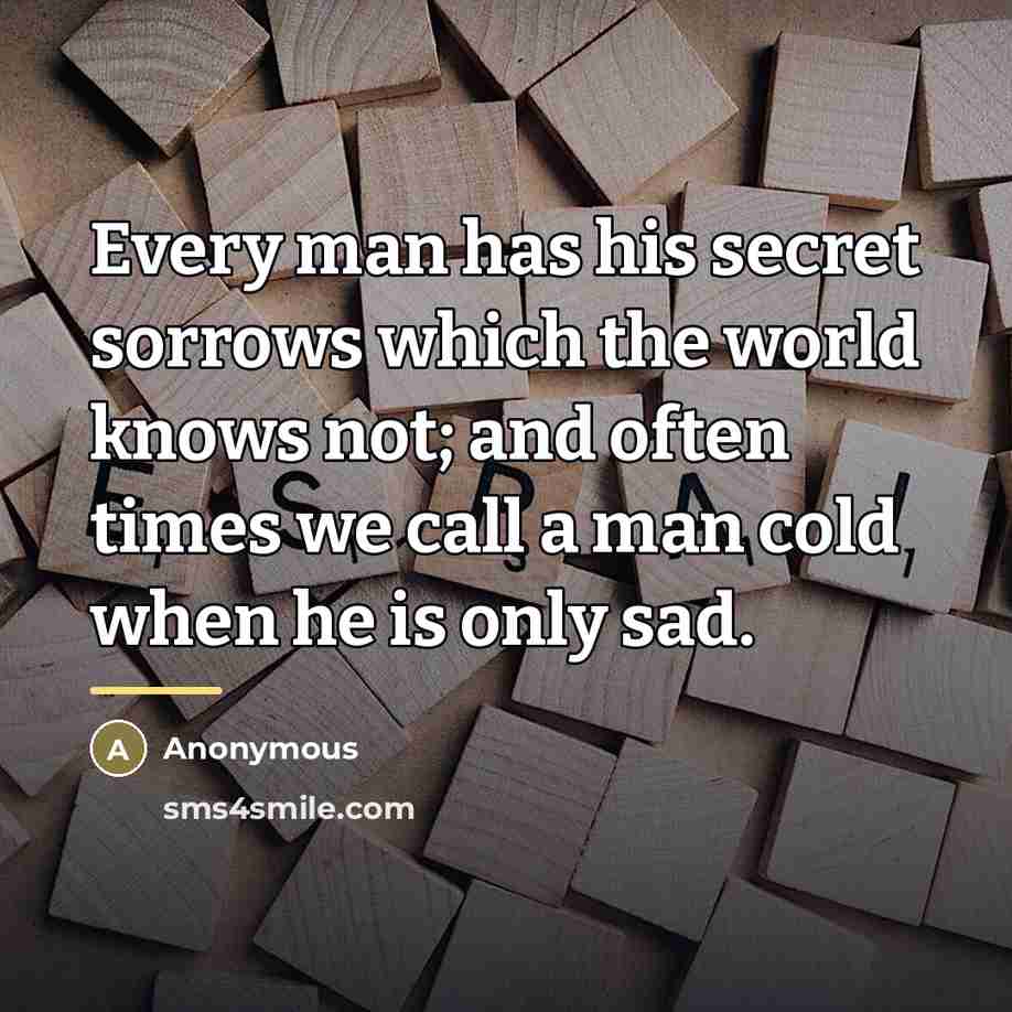 “Every man has his secret sorrows which the world knows…” quote by Anonymous