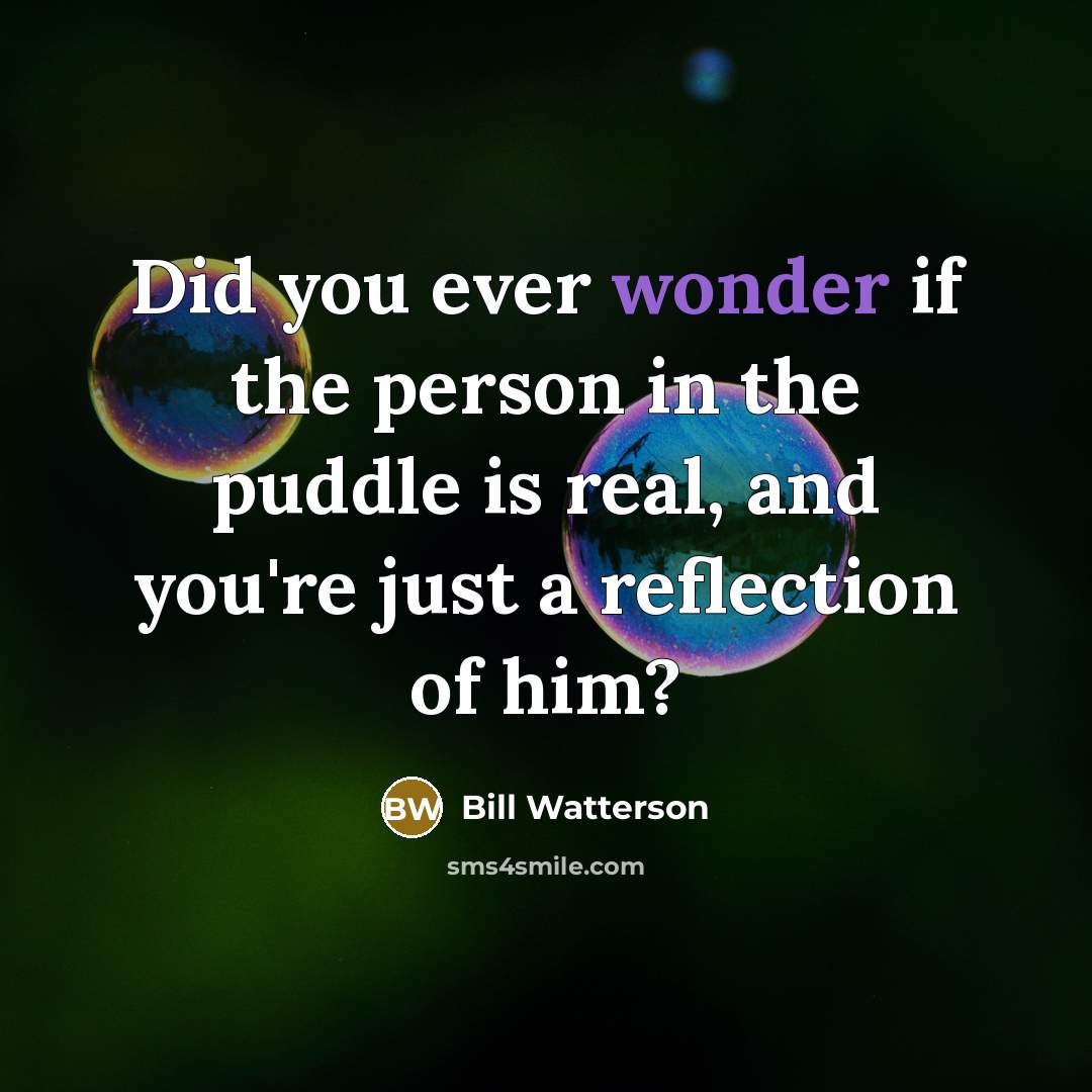 “Did you ever wonder if the person in the puddle…” quote by Bill Watterson