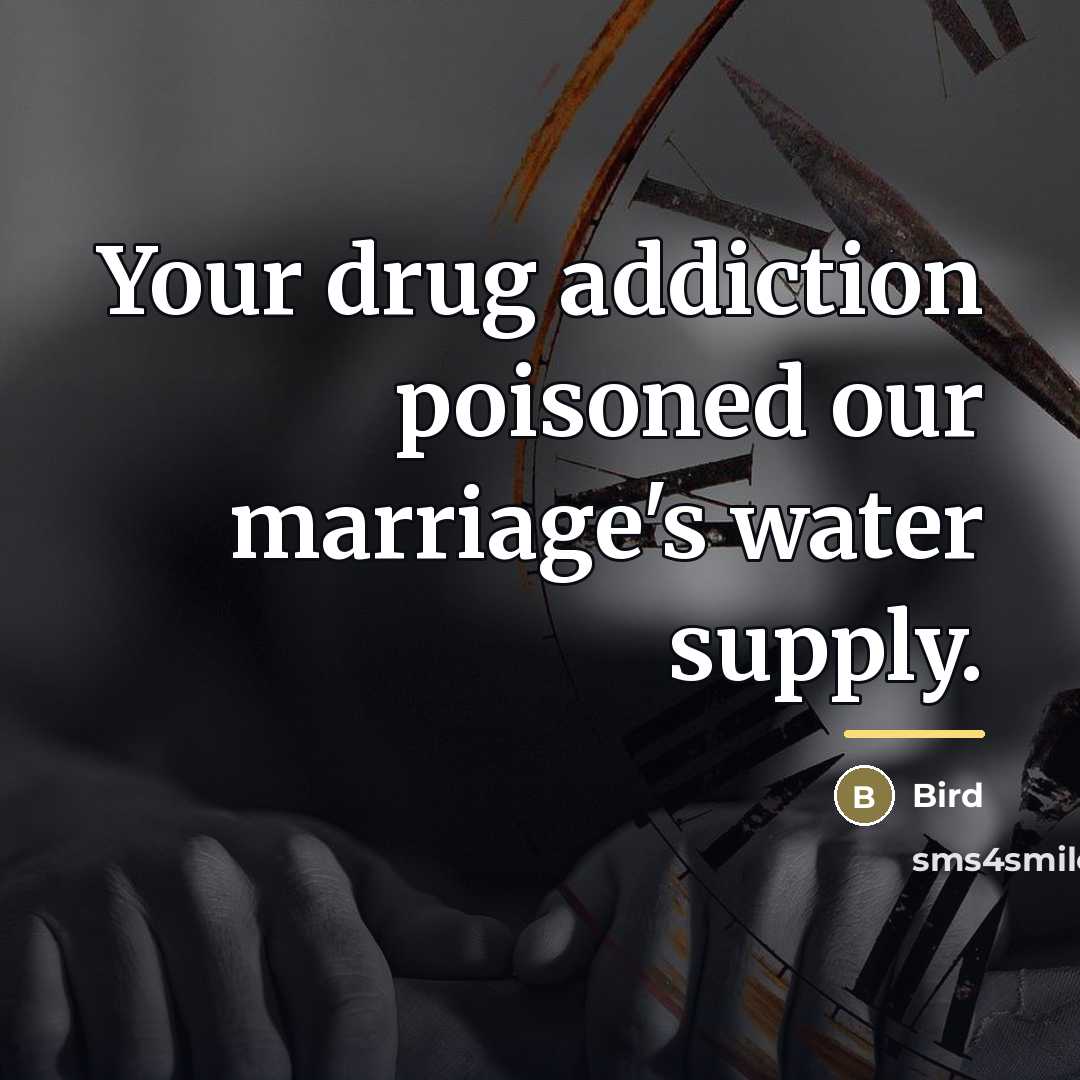 “Your drug addiction poisoned our marriage's water supply.…” quote by Bird