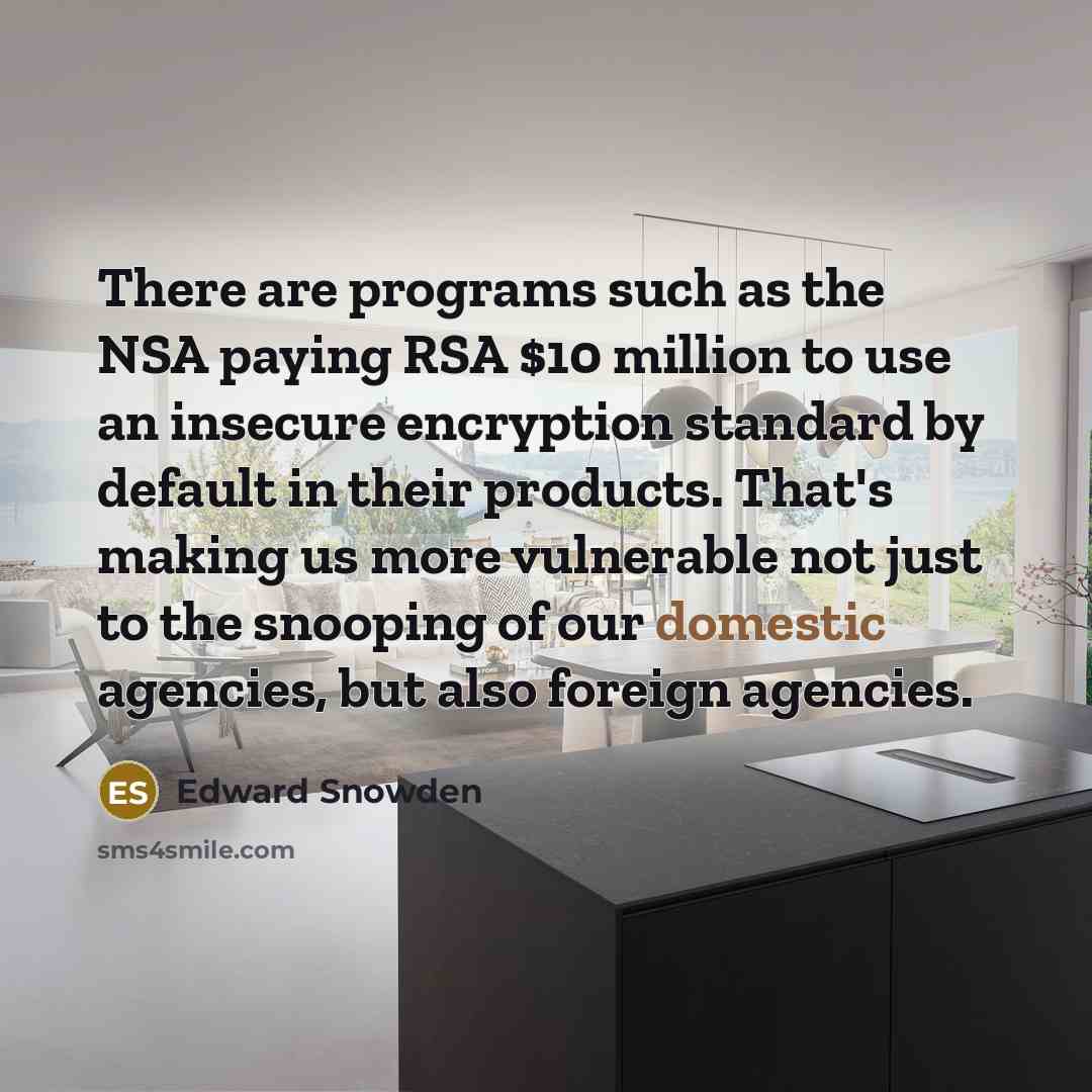 “There are programs such as the NSA paying RSA $10…” quote by Edward Snowden