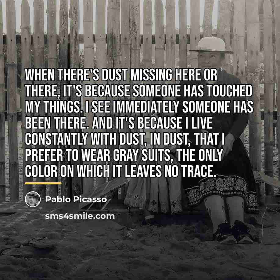“When there's dust missing here or there, it's because someone…” quote by Pablo Picasso